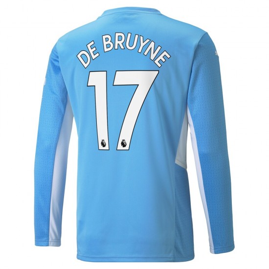 Camisola Manchester City Kevin De Bruyne 17 Equipamento Primeiro 2021-2022 Manga Comprida